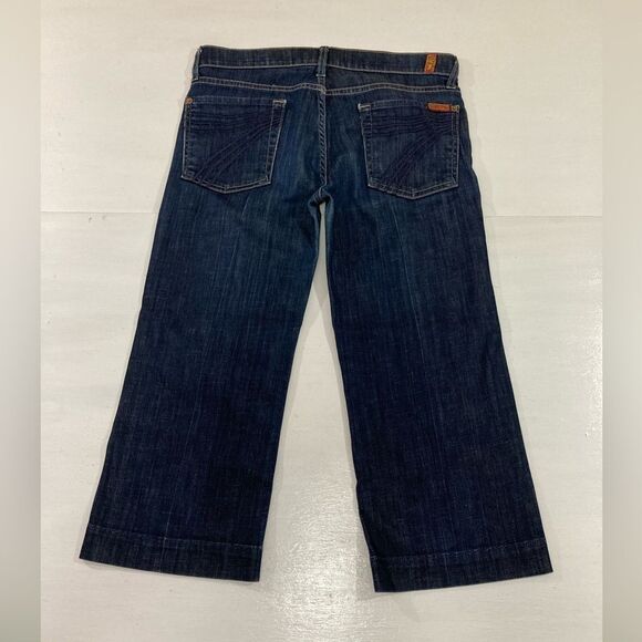 7 For All Mankind Jeans Women’s 28 Blue Denim Dojo Cropped Designer Casual - Picture 3 of 13